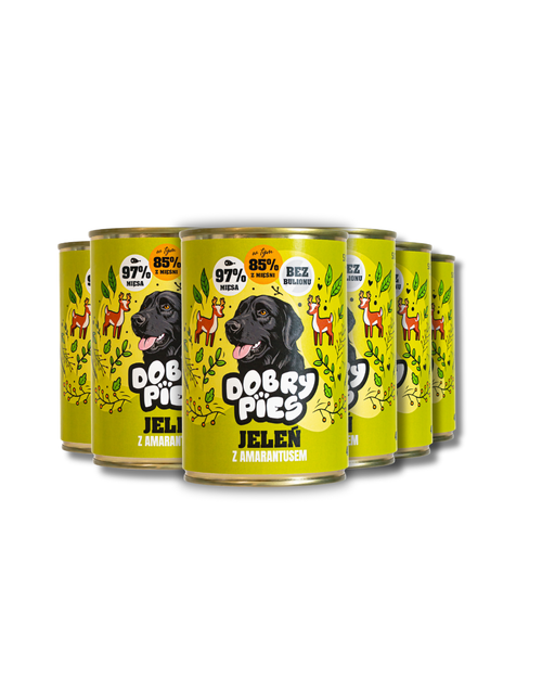 Zestaw mokrej karmy dla psa Jeleń z wieprzowiną i amarantusem 400g| 6szt. 12 szt. 18szt.