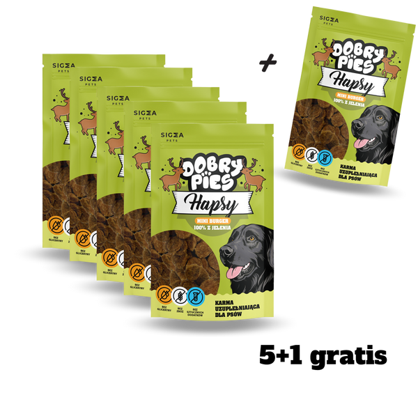 ZESTAW 5+1 Hapsy Mini Burger 100% z Jelenia 100g