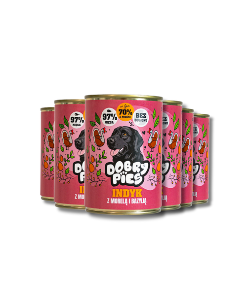 Zestaw mokrej karmy dla psa Indyk i wieprzowina z morelą i bazylią 400g| 6szt. 12 szt. 18szt.