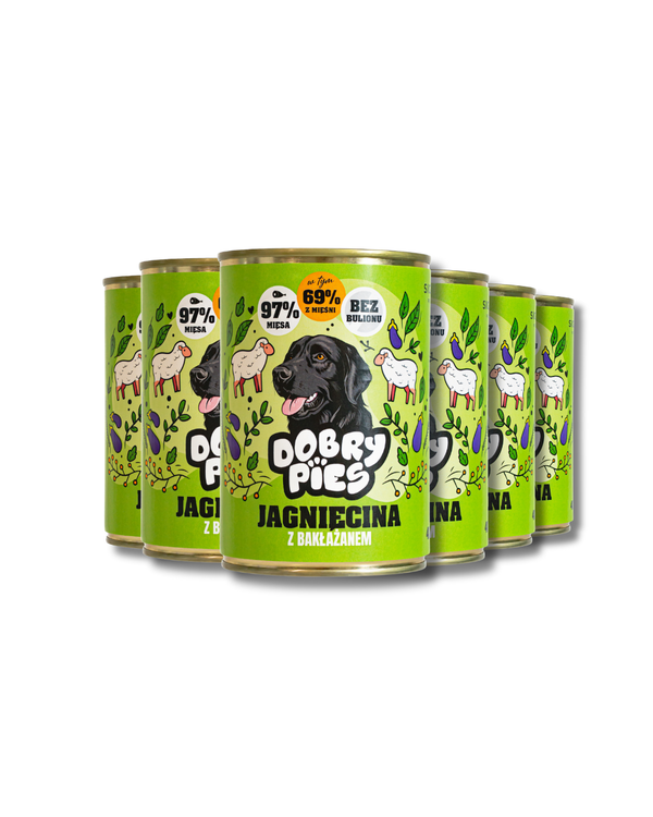 ZESTAW 12 szt. Mokra karma dla psa Jagnięcina i indyk z bakłażanem 400g (Kopia)