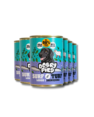 Zestaw mokrej karmy dla psa Łosoś i Jagnięcina z koprem włoskim 400g | 6szt. 12 szt. 18szt.