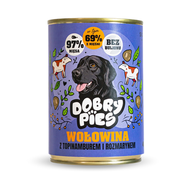 Mokra karma dla psa Wołowina z wieprzowiną, topinamburem i rozmarynem 400g