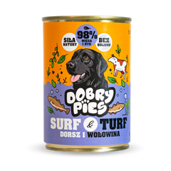 Mokra karma dla psa Dorsz i Wołowina z tymiankiem 400g