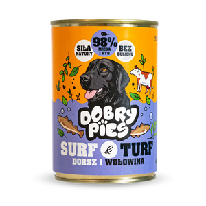 Mokra karma dla psa Dorsz i Wołowina z tymiankiem 400g