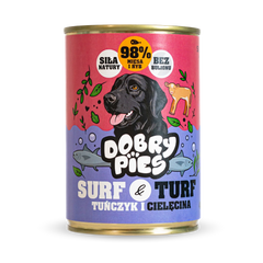 Mokra karma dla psa Tuńczyk i Cielęcina z miętą  400g