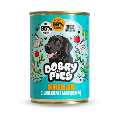 Mokra karma dla psa Królik i indyk z jabłkiem i marchewką 400g