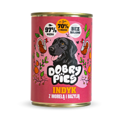 Mokra karma dla psa Indyk i wieprzowina z morelą i bazylią 400g