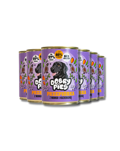 Zestaw mokrej karmy dla psa Przepiórka z indykiem, mango i kozieradką 400g| 6szt. 12 szt. 18szt.