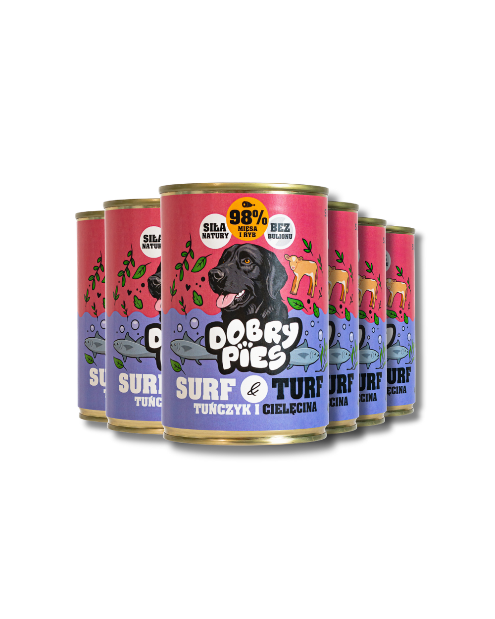 Zestaw 12 szt. Mokra karma dla psa Tuńczyk i Cielęcina z miętą  400g