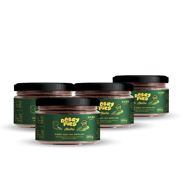 ZESTAW 4SZT. Mokra karma dla psa Bistro Premium Pierś gęsi na króliku 200 g