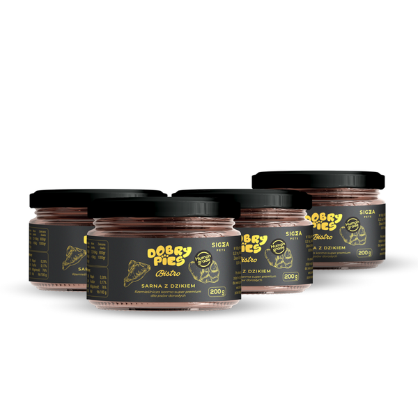 ZESTAW 4 SZT. Mokra karma dla psa Bistro Premium Sarna z dzikiem 200 g