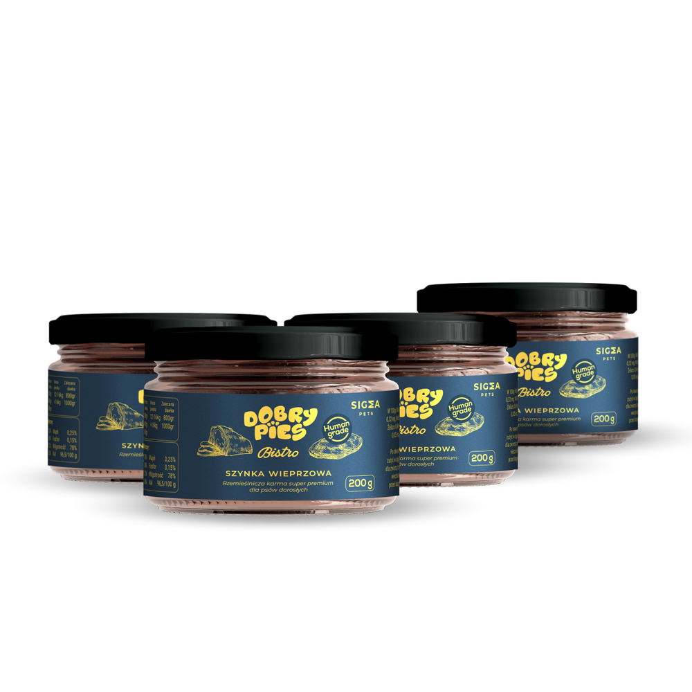 ZESTAW 4SZT. Mokra karma dla psa Bistro Premium Szynka wieprzowa 200 g