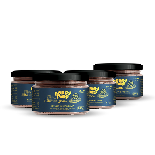 ZESTAW 4SZT. Mokra karma dla psa Bistro Premium Szynka wieprzowa 200 g