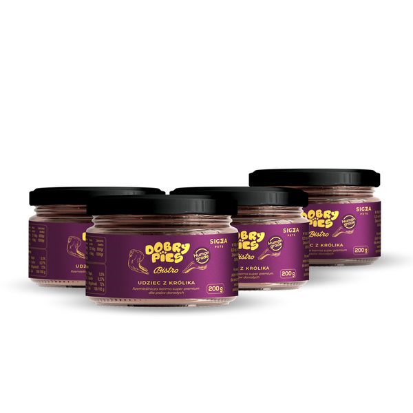 ZESTAW 4 SZT. Mokra karma dla psa Bistro Premium Udziec z królika 200 g