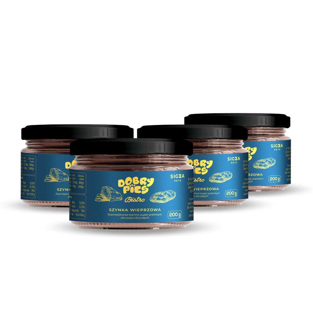 ZESTAW 4SZT. Mokra karma dla psa Bistro Premium Szynka wieprzowa 200 g