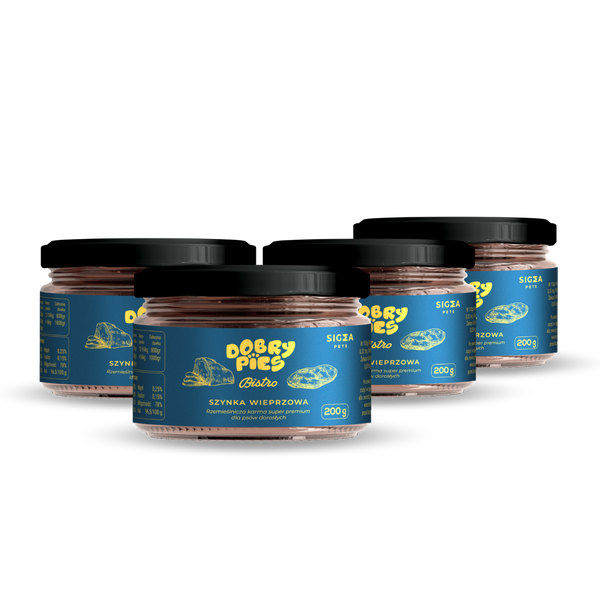 ZESTAW 4SZT. Mokra karma dla psa Bistro Premium Szynka wieprzowa 200 g